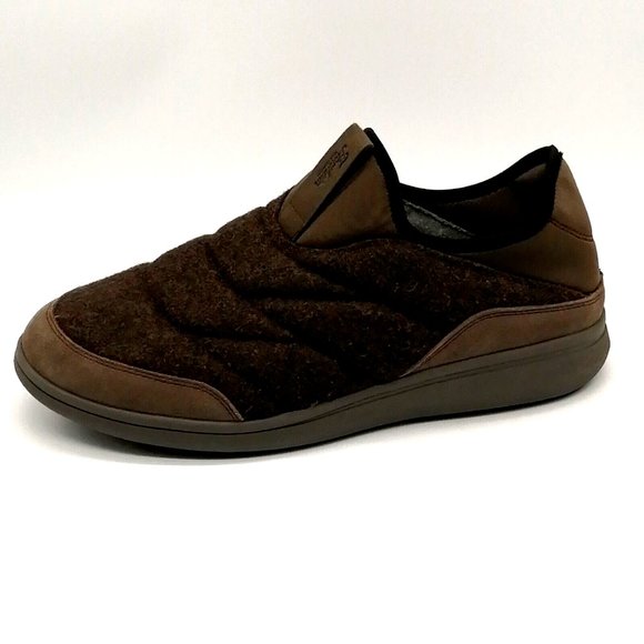 Florsheim Mens Slip On Sneaker‎ Brown Quilted Low Wedge Heel Round Toe 11M - Picture 1 of 9